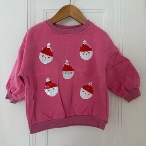 NEXT pink sequin Santa Claus sweatshirt 3T op